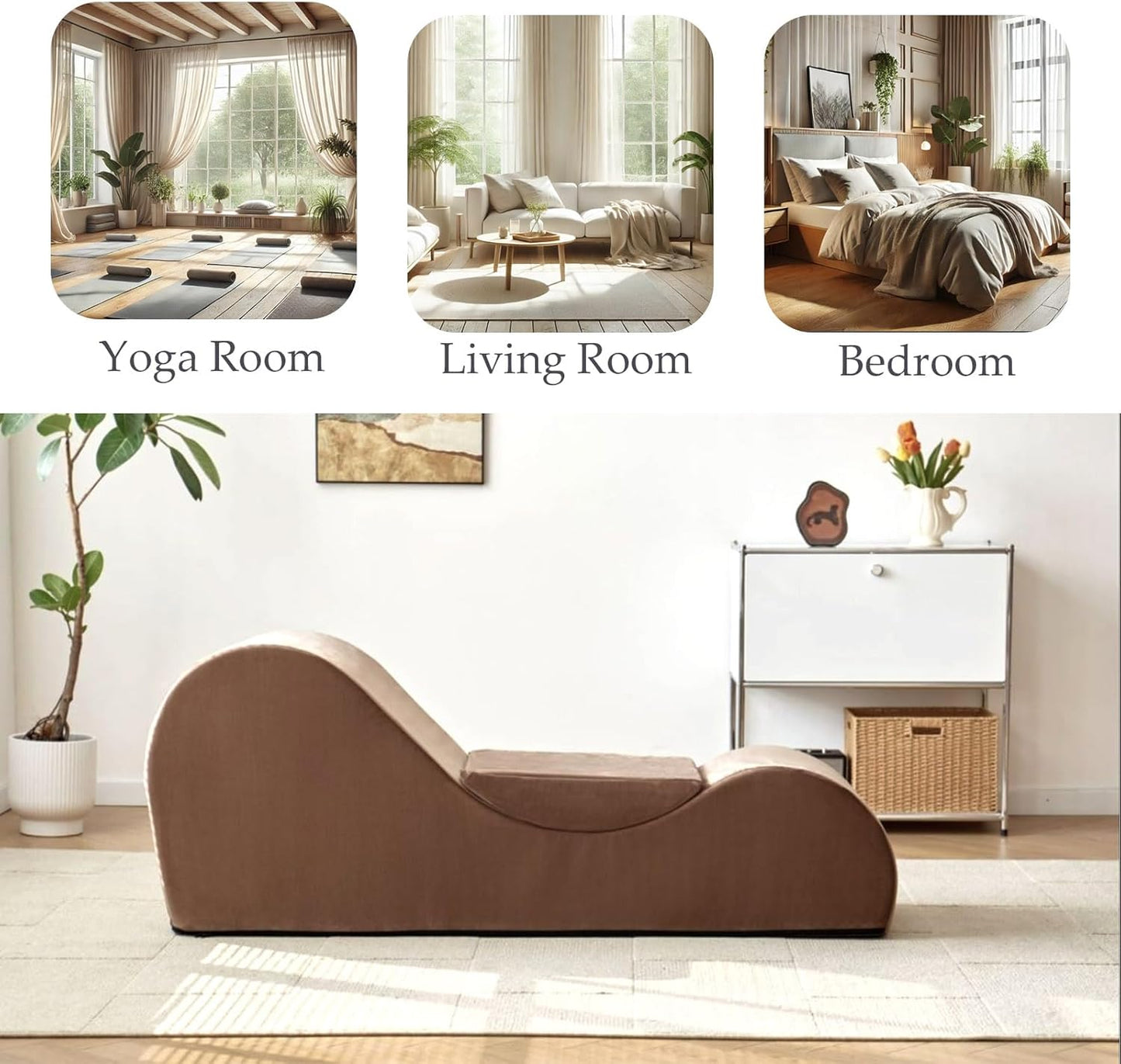 Yoga Chair, Yoga Chaise Lounge Chair Indoor, Yoga Chairs for Adults Exercise, Stretching, Relaxation, Ergonomic Design, Tantra Chair for Bedroom Living Room