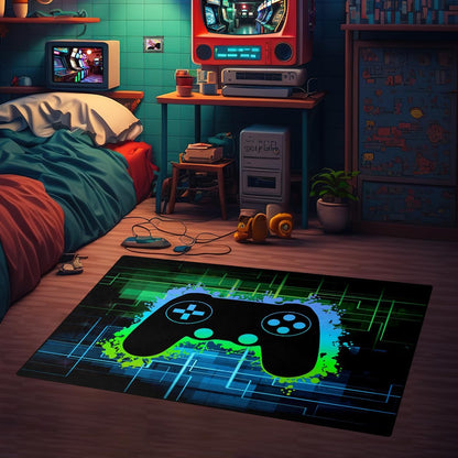 Video Game Rug - Gaming Themed Rug Gamepad Controller Area Rugs for Bedroom Gaming Carpet for Boys Game Carpet for Playrooms Bedroom Doormat Yoga Mats