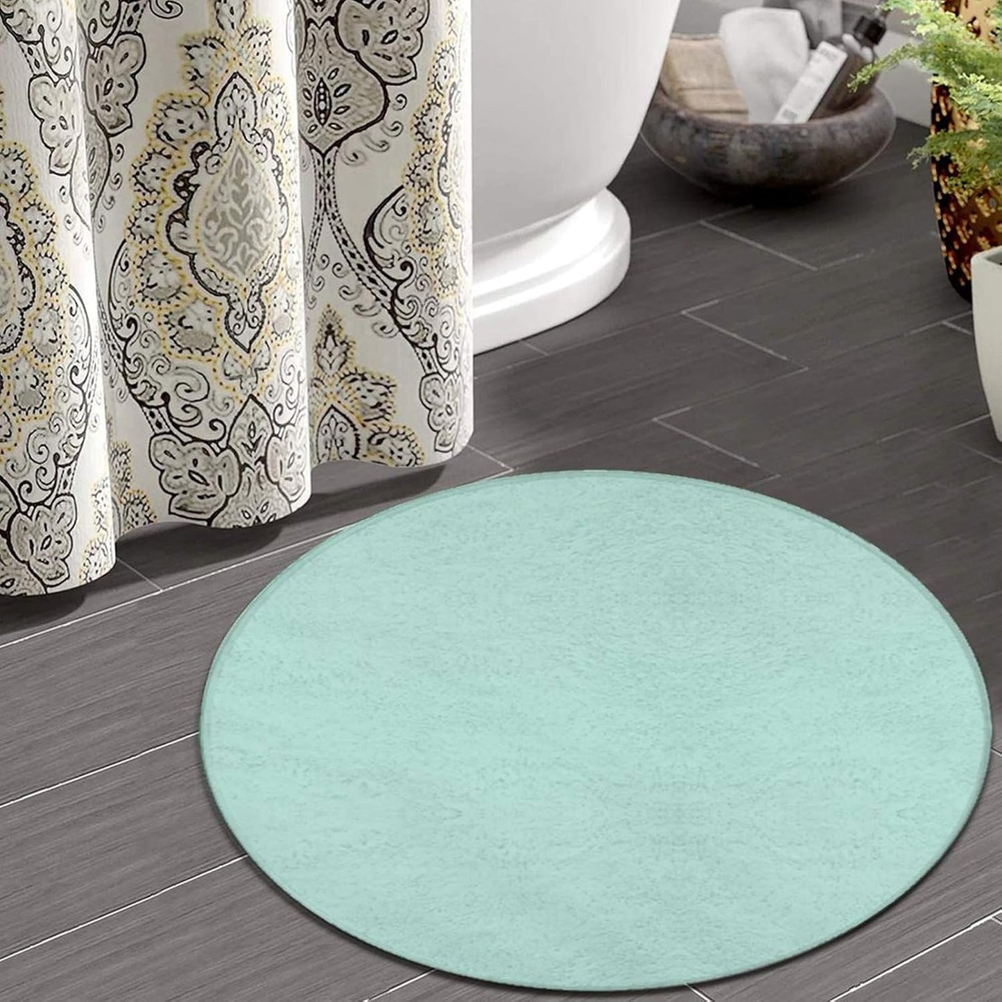 Women's Large Home Decor Mat, Soft Round Yoga Carpet, Non Slip Machine Washable Home Office Circle Rug Purple