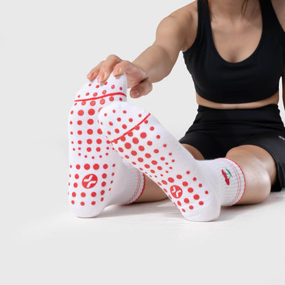 COOLMATE Pilates Socks with Grips for Women, Yoga Socks, Crew Non Slip Women for Barre, Pilates Gifts for Women - Colors B
