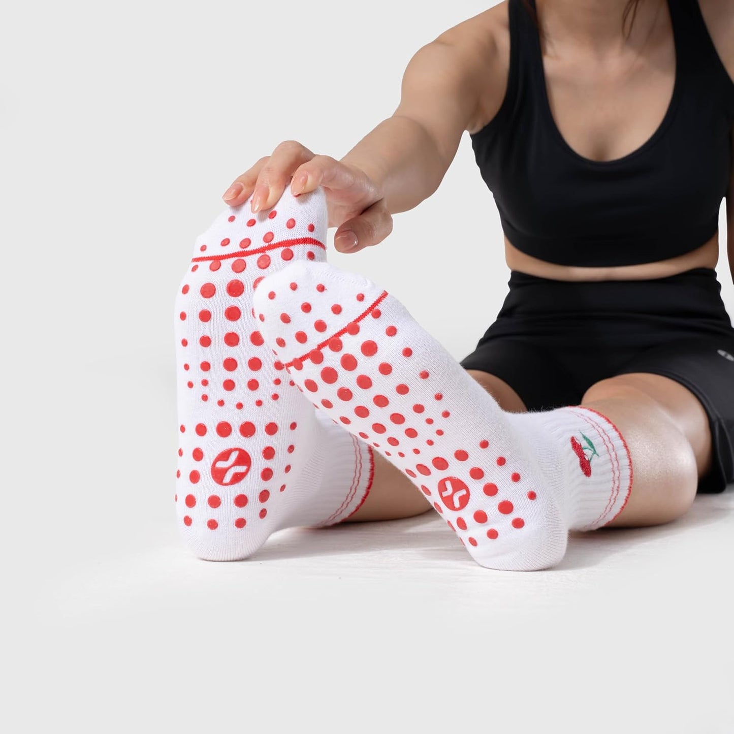 COOLMATE Pilates Socks with Grips for Women, Yoga Socks, Crew Non Slip Women for Barre, Pilates Gifts for Women - Colors A