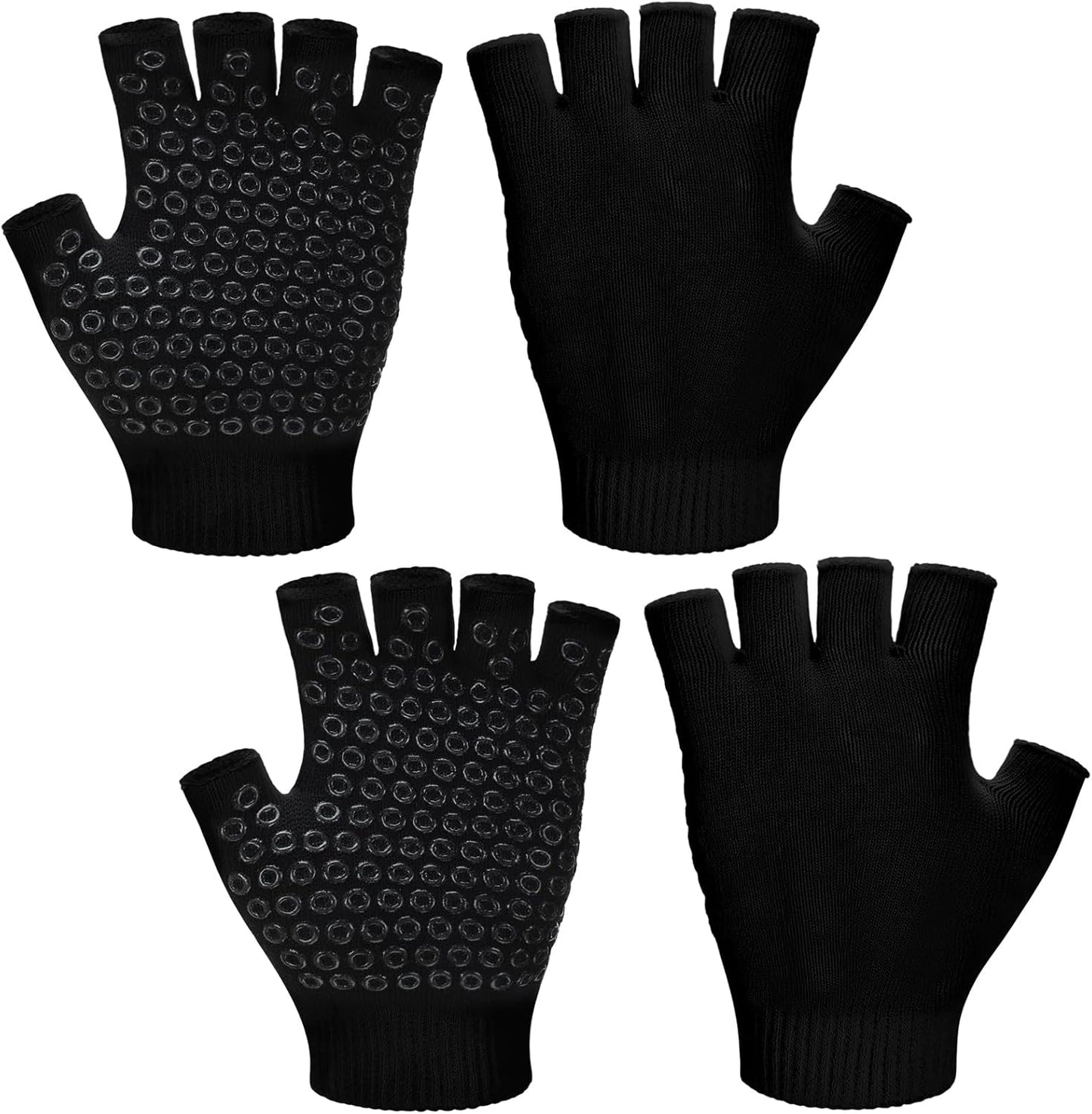 Eurzom 2 Pairs Non Slip Yoga Gloves for Women Fingerless Pilates Gloves with Grips for Yoga Fitness Workout Sports Exercise Gym