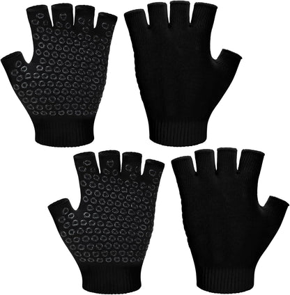 Eurzom 2 Pairs Non Slip Yoga Gloves for Women Fingerless Pilates Gloves with Grips for Yoga Fitness Workout Sports Exercise Gym