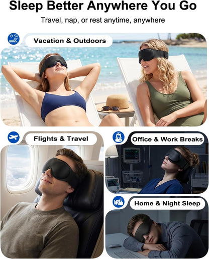 Weighted Eye Mask for Sleeping - 100% Blackout Sleep Mask for Women & Men, 3D Contoured Eye Mask for Lash Extensions, Zero Eye Pressure, Memory Foam, Adjustable Strap for Airplane Travel & Meditation