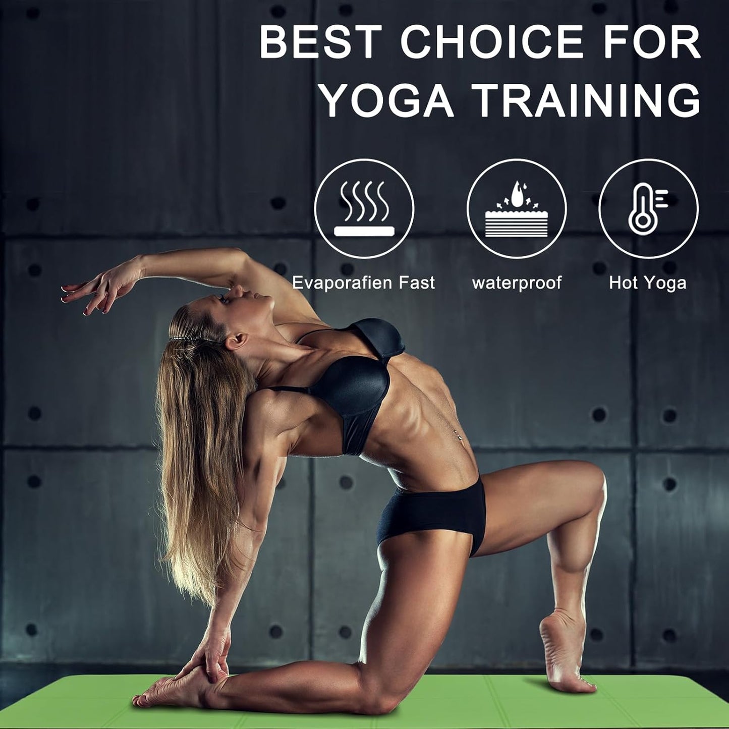 iodoo Foldable Yoga Mat 72" L x 32" W x 0.32 Inch Extra Thicked and Wided, Folding Yoga Mat for Travel with Canvas Carrying Bag, Non-Slip TPE Exercise Pilates Mat