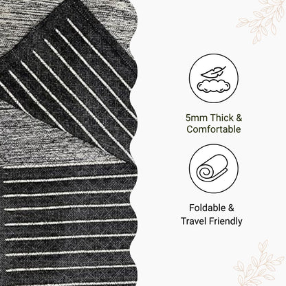 Indian Handmade100 % Organic Anti Skid Multi Colour Cotton Yoga Mat - Eco-Friendly Hand-Woven Rug - Non-Slip & Thick (24”x72”x5mm) for Hot yoga & Everyday Fitness at Home - Comfortable & Foldable Extra-Long Mat