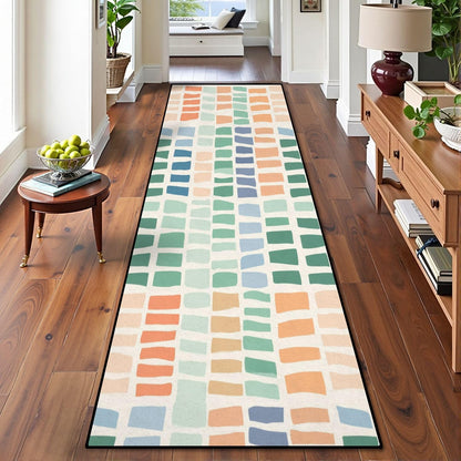 Runner Rug Washable 2x6 White Navy Blue Green Tartan Plaid Scottish Texture from Tartan Plaid Non-Slip Hallway Area Rug Indoor Outdoor Home Decor for Entryway Bathroom Kitchen Carpet Yoga Floor Mat