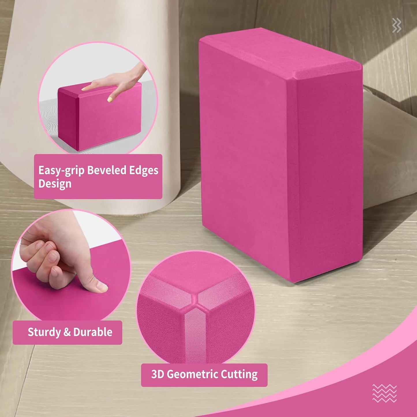Yoga Blocks 2 Pack, 9"x6"x3" High-Density EVA Foam Yoga Block, Non-Slip Yoga Blocks for Yoga, Pilates Meditation, Stretching and Toning, Supportive, Latex-Free