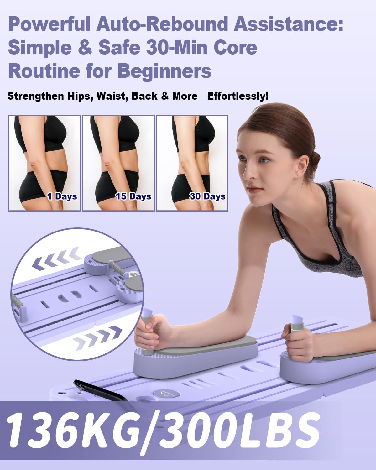 Pilates Board - Multi-Functional Pilates Reformer for Core & Abdominal Training, Top-Tier Pilates Equipment for Women’s Home Fitness