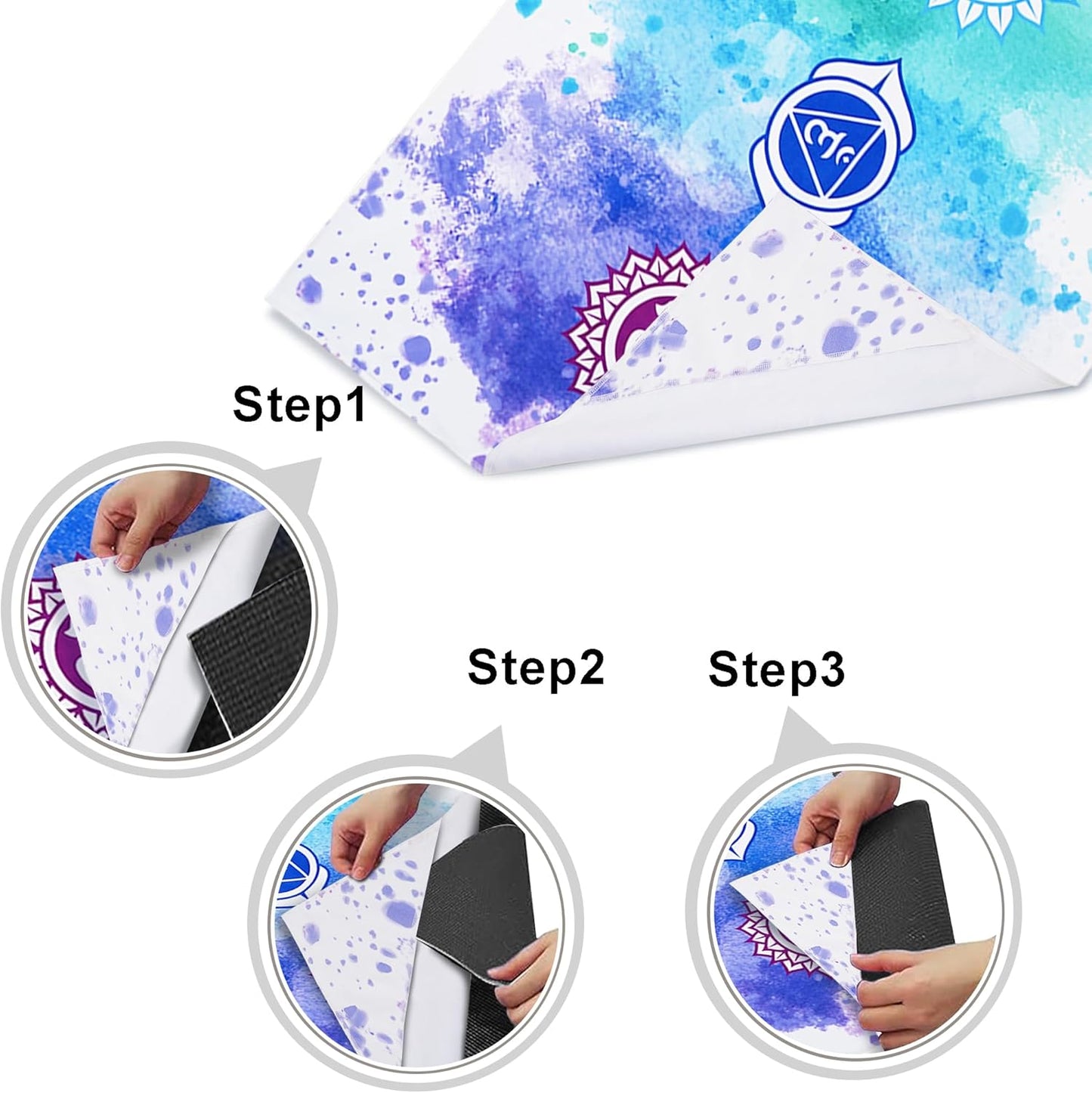 Yoga Mat Towel with Corner Pockets - Microfiber Yoga Towels for Hot Yoga Non Slip Moisture Wicking Sweat Absorbent, Tree of Life Yoga Towel Easy for Travel, Use in Hot Yoga,Bikram,Pilates and Fitness