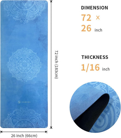 Travel Yoga Mat, Non Slip Exercise Suede Mat with Carry Bag, All-Purpose Fitness Mat with High Density Anti-Tear Surface for Women, Ideal for Pilates Workout (72'' x 24'' x 1.5mm Thick)