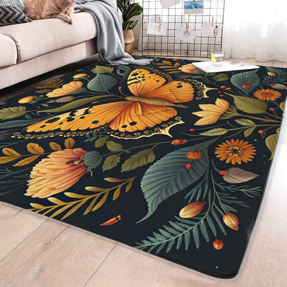 Butterfly Carpet Area Rug - Lovely Butterflies Printed Carpets for Kids Butterfly Theme Living Room Indoor Bedroom Decor Soft Polyester Yoga Mat 2'x3'