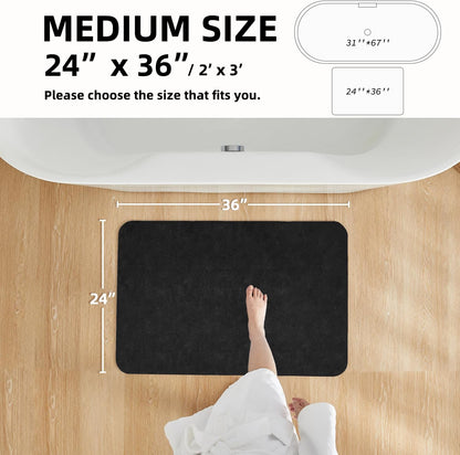 TYUU Bath Mat, Bathroom Rugs Non Slip Washable Thin Absorbent Quick Dry Bath Mat Fits Under Door Bathroom Floor Mat Perfect for Bath, Shower, or Sink 24"x36" Dark Grey