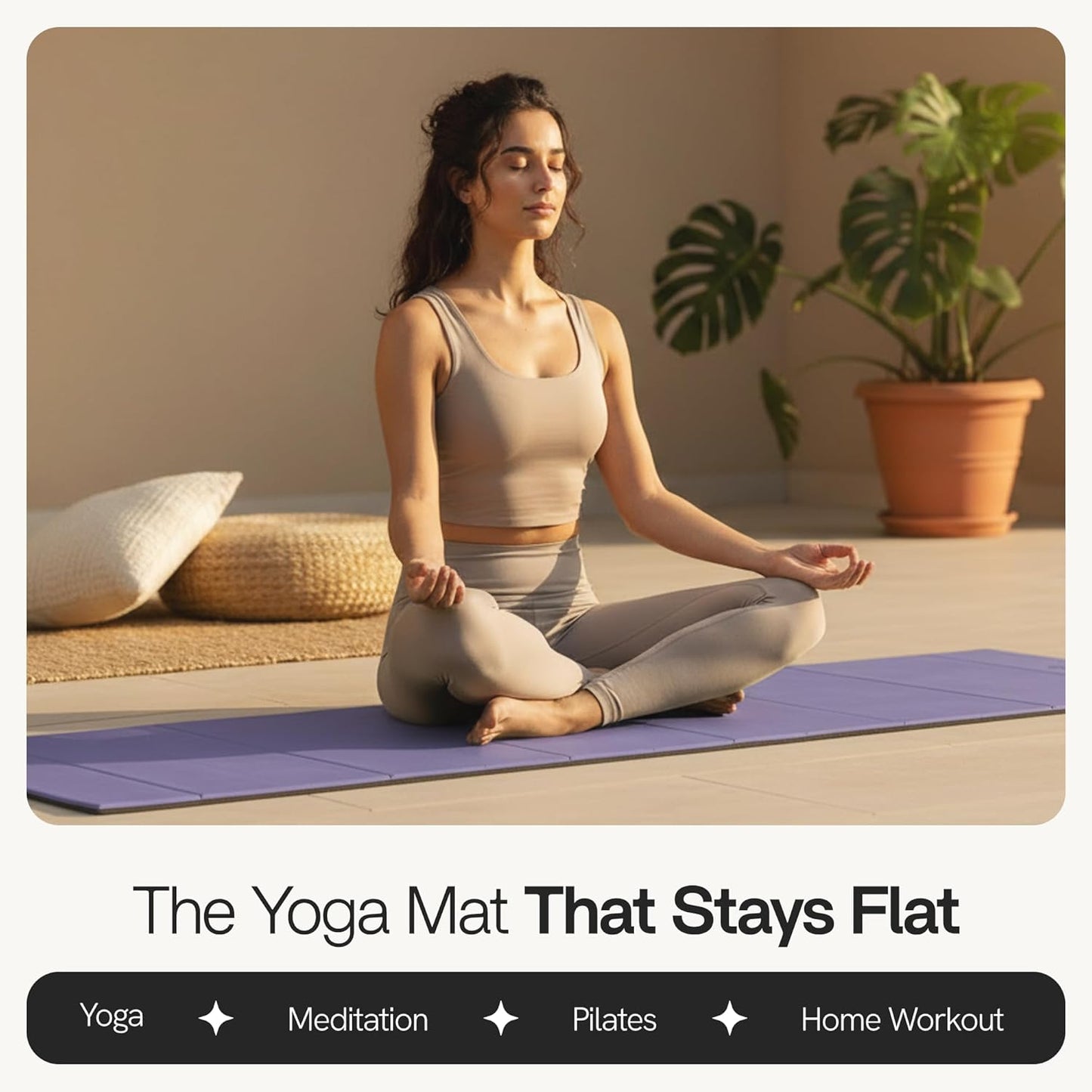 Folding Yoga Mat, TPE Folding Yoga Mat, Foldable Exercise Mat for Yoga, Pilates, Floor Workouts, Compact Design, Travel Friendly, Ideal for Home & Gym, Knee pad, Kneeling pad, No Roll Mat