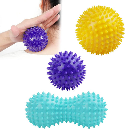 URAQT Spiky Massage Ball Set, 2 Pack Physical Therapy Massage Balls, Hard Lacrosse Ball & Spiky Massage Ball for Myofascial Release and Trigger Point Deep Tissue Massage (Red)