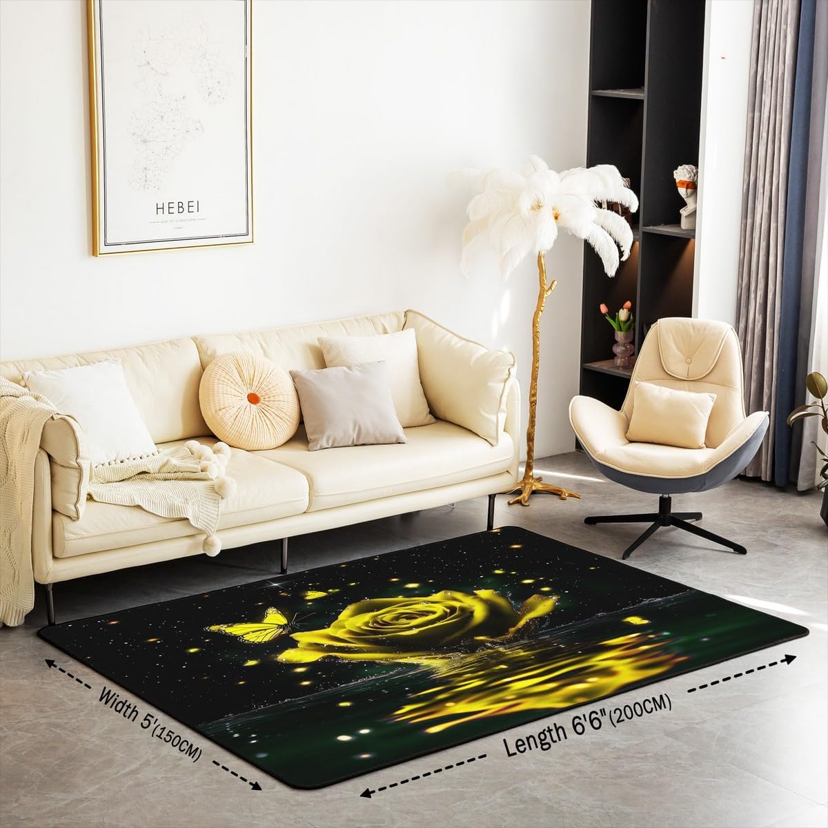 Feelyou Floral Rose Indoor Floor Mat Set,Romantic Blue Rose Rugs for Living Room Bedroom Area Rug 3x5,Boys Girls,Botanical Flower Rose Accent Rug Doormats Floor Mat for All Season