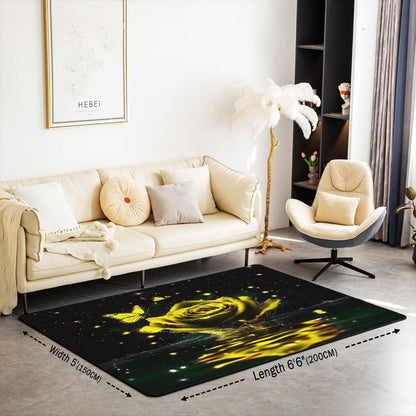 Feelyou Floral Rose Indoor Floor Mat Set,Romantic Blue Rose Rugs for Living Room Bedroom Area Rug 3x5,Boys Girls,Botanical Flower Rose Accent Rug Doormats Floor Mat for All Season