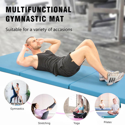 Gymnastics Tumbling Mat Portable Gymnastics Mat Foldable Tumbling Mat 2ft W 6ft L/4ft W 6ft L/4ft W 8ft L/4ft W 10ft Exercise Mat Yoga Mat with Carrying Handles for Yoga Gymnastics