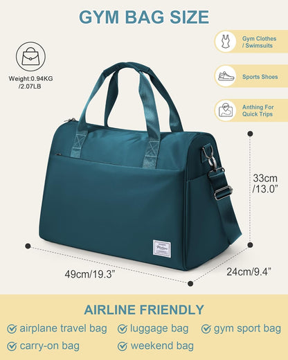 Gym Bag Womens Mens with Shoes Compartment and Wet Pocket Travel Duffel Bag for Women for Plane Sport Gym Tote Bags Swimming Yoga Waterproof Weekend Overnight Carry on Bag Hospital Holdalls - Colors C