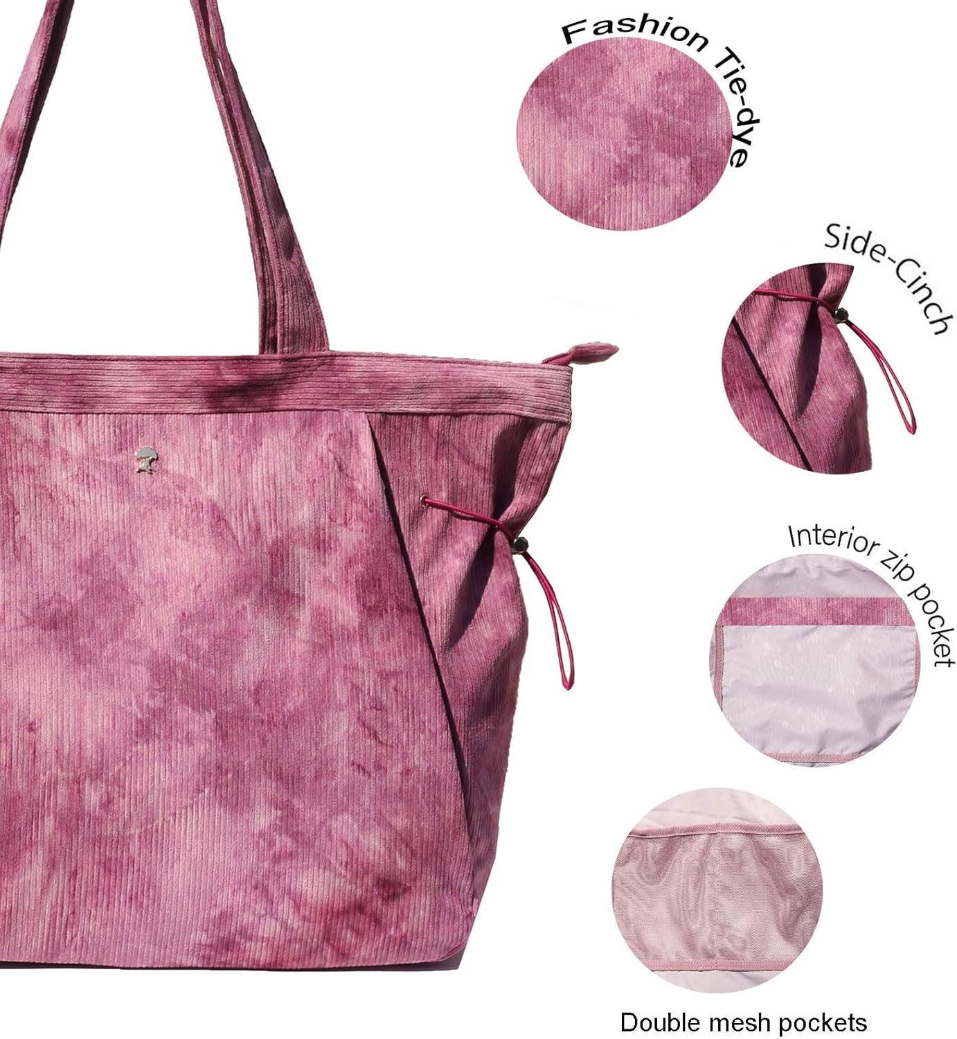 ESVAN Corduroy Yoga Tote Bag Gifts for Women Drawstring Yoga Mat Bag for Office Workout Travel Carryall Pilates Gym