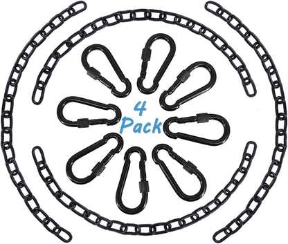 2 Pack 44in Hanging Swing Chain with 4 Carabiners, 660LB Capacity Hanging Kits Heavy Duty Hanging Chair Hardware for Hammock Swing Hanging Chair Punching Bags Sandbag Indoor Outdoor Yoga Gym (Black)