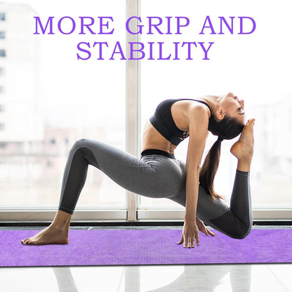 Hot Yoga Towel with Grip Dot, Non Slip Sweat Absorbent Microfiber Yoga Mat Towels for Hot Yoga, Pilates, Fitness and Workout 72inch x 24inch