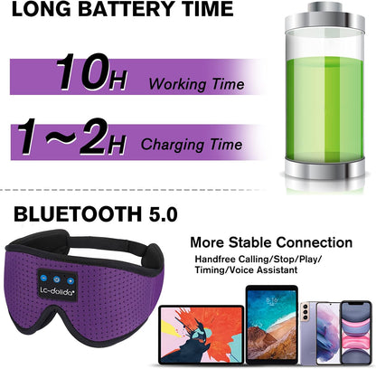 LC-dolida Sleep Headphones, 3D Sleep Mask Bluetooth Wireless Music Eye Mask, Sleeping Headphones for Side Sleepers Sleep Mask with Bluetooth Headphones Ultra-Thin Stereo Speakers Perfect for Sleeping