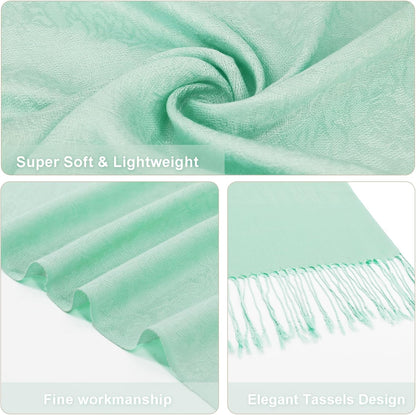 vimate Silky Paisley Pashmina Shawl Scarf-Women's Soft Double-side Jacquard Pashminas Wrap for Evening Dress Travel Shawl