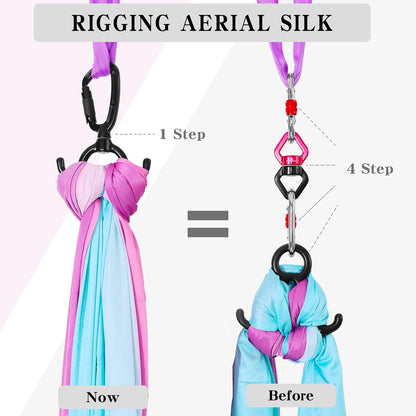 Aerial Silks Hardware or Single Point Yoga Hammock Rigging Aluminum Swivel D Auto Locking Carabiner Rated 25KN Low Ceilings