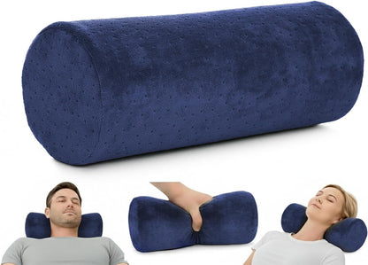 AllSett Health Round Cervical Roll Cylinder Bolster Pillow with Removable Washable Cover, Ergonomically Designed for Head, Neck, Back, and Legs, Grey | 13" X 5"