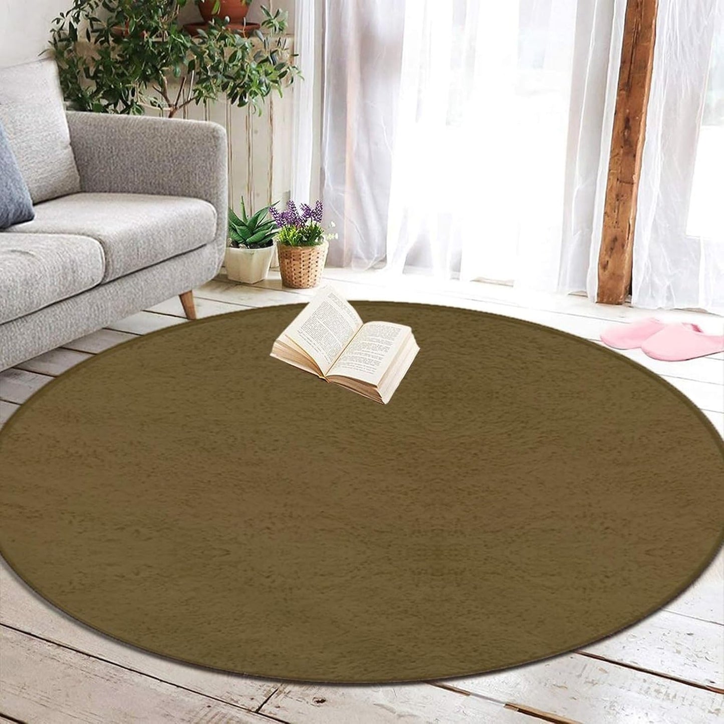 Room Sofa Yoga Soft Round Carpet, Modern Round Area Rug, Non Slip Machine Washable Kitchen Office Circle Rug Purple, 36inch