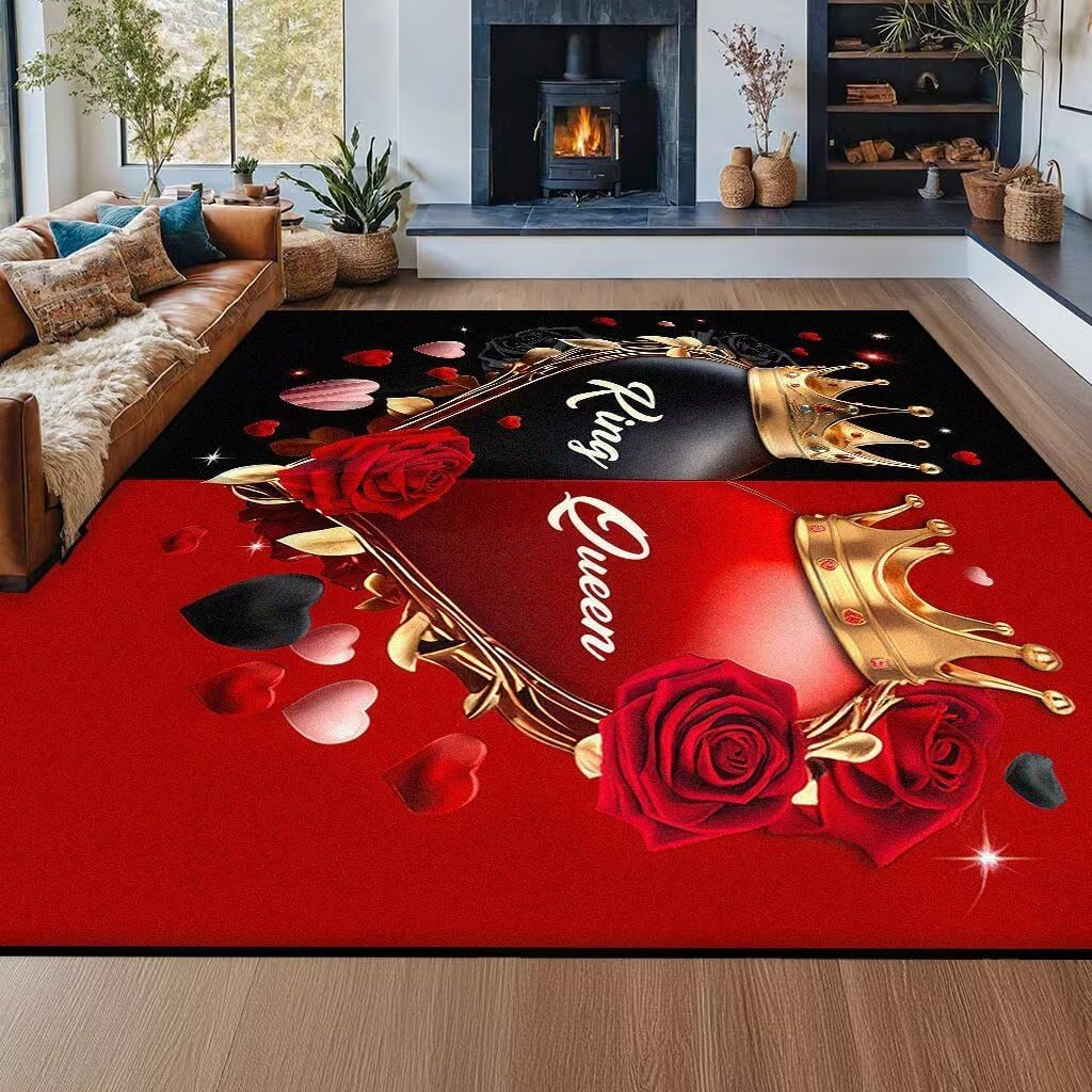 5' X 7' Queen and King Rug Black Grey Area Rugs Dining Living Room Bedroom Kitchen Office Yoga Room Washable Floor Mat Doormats Throw Rug Carpet Room Decor