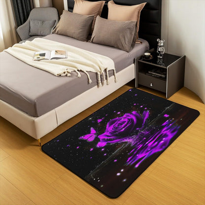 Feelyou Floral Rose Indoor Floor Mat Set,Romantic Blue Rose Rugs for Living Room Bedroom Area Rug 3x5,Boys Girls,Botanical Flower Rose Accent Rug Doormats Floor Mat for All Season