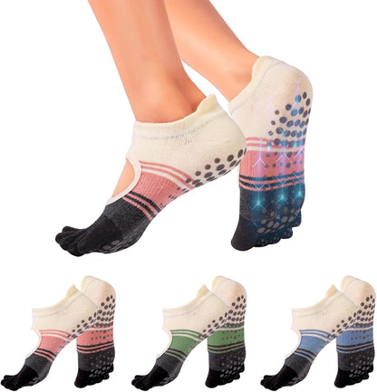 Pilates Socks with Grips for Women,Yoga Socks, Non-Slip Yoga Sock with Toe Separators, Pilates Non Slip Sock