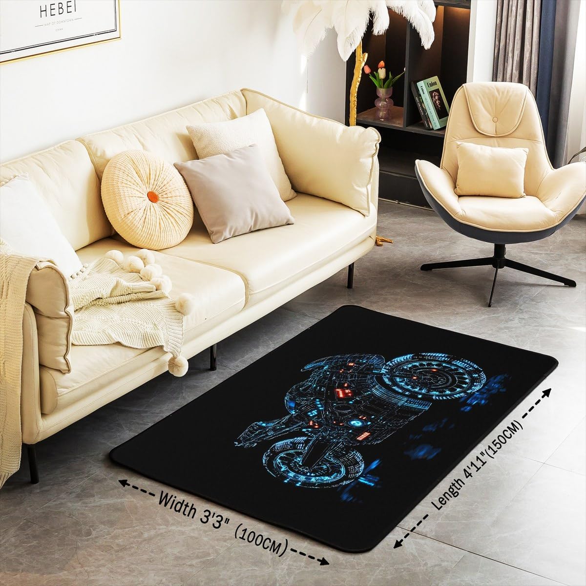 Feelyou Dirt Bike Area Rug 3x5 Kids Extreme Sports Green Honeycomb Living Room Rugs for Bedroom Boys Girls Teens Racing Motocross Rider Decorative Carpet Rug Non-Slip Motorcycle Indoor Floor Mat