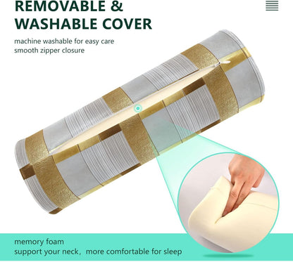 Yoga Bolster Pillow Round Neck Roll Pillow Bed Round Pillow for Baby Cylinder Decorative Pillow Bolster Pillow Covers with Zipper Gold Stripe