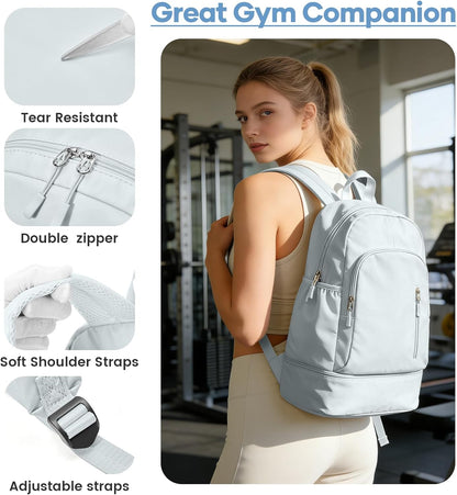 Gym Backpack for Women Men, Dance Backpacks With Shoe Compartment, Sports Back pack For Yoga Fitness Beach Hiking Sports(Green)