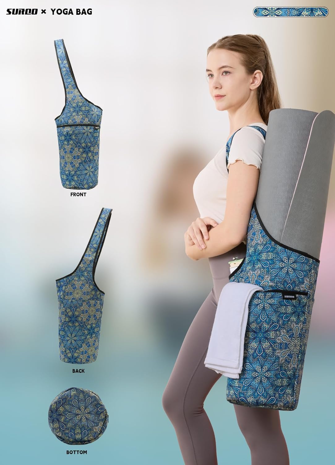 Yoga Mat Bag – Neoprene, Lightweight, Spacious Carrier, Large Zipper Pocket, Ideal for Gym Yoga & Fitness Mats