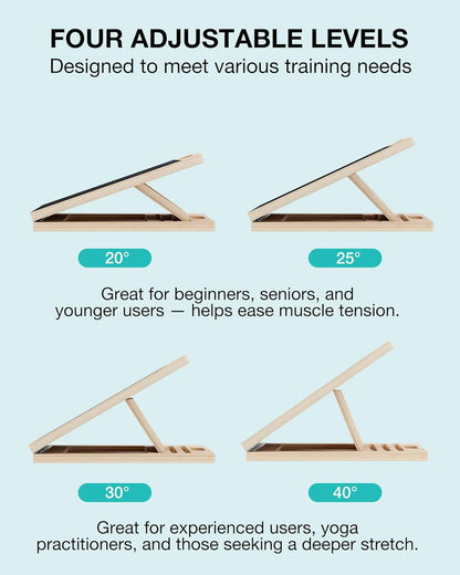 Slant Board for Calf-Stretching - Adjustable Wooden Incline Wedge for Squats and Balance, Portable Calf Stretcher for Ankle, Knee and Achilles Heel Support, Exercise Equipment for Therapy