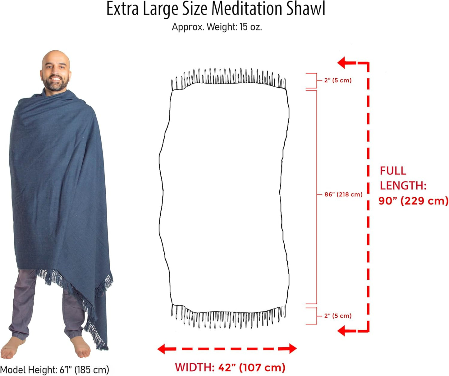 Meditation Shawl or Meditation Blanket, Shawl/Wrap, Oversize Scarf/Stole. Large. Unisex.