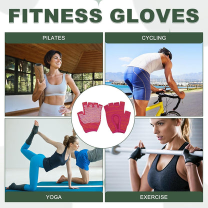 Yoga Gloves, Non Slip Fingerless Pilates Gloves Breathable Exercise Workout Mittens