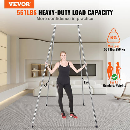 VEVOR Yoga Stand Frame, Max 441-551 lbs Load Swing Stand, Triangular Structure Aerial Rig, Aerial Silk Stands with Yoga Hammock, Standard & Height-Adjustable Version