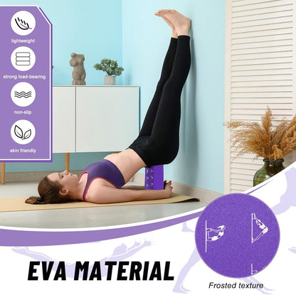 RETON 2 Pack Yoga Blocks and 2 Yoga Straps Set, Soft Non-Slip Yoga Block for Pilates, High Density EVA Foam Yoga Brick with Yoga Strap for General Fitness, Stretching, Improve Strength and Flexibility