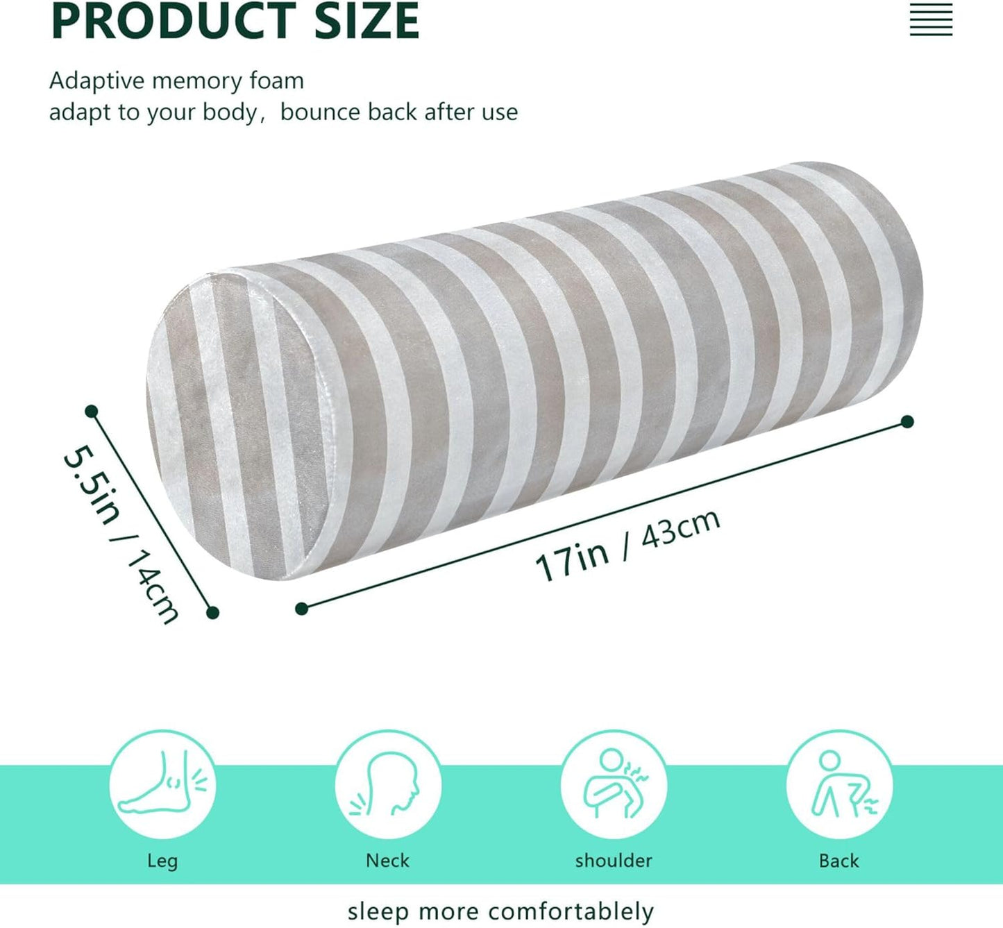 Yoga Bolster Pillow Round Neck Roll Pillow Bed Round Pillow for Baby Cylinder Decorative Pillow Bolster Pillow Covers with Zipper Gold Stripe