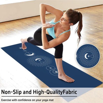 Hot Yoga Mat Towel with Corner Pockets Yoga Towels for Hot Yoga Non Slip with Travel Bag Sweat Absorbent Yoga Blankets Mat Cover for Workout Gym 70"x26" (Mountain-01, 70x26)