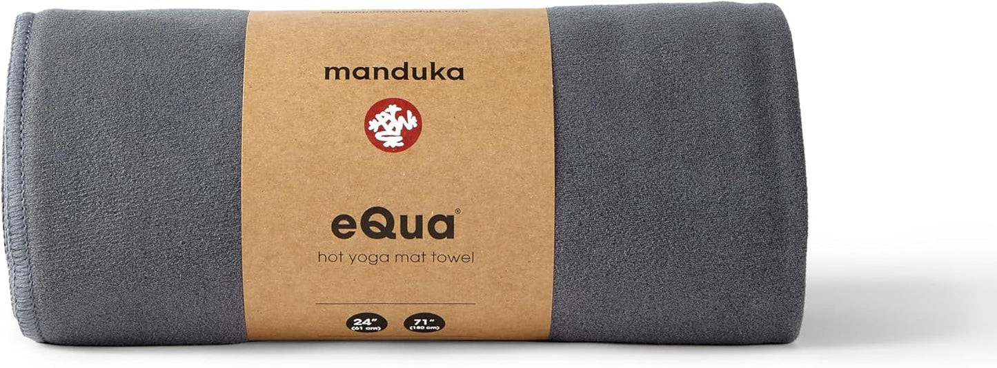 Manduka eQua Hot Yoga Mat Towel - 71" | Rapid Moisture Activated Grip | Ultra Soft Microfiber | Quick Dry | Lightweight, Travel Friendly Mat Layer | 71 x 24 inches | Thunder