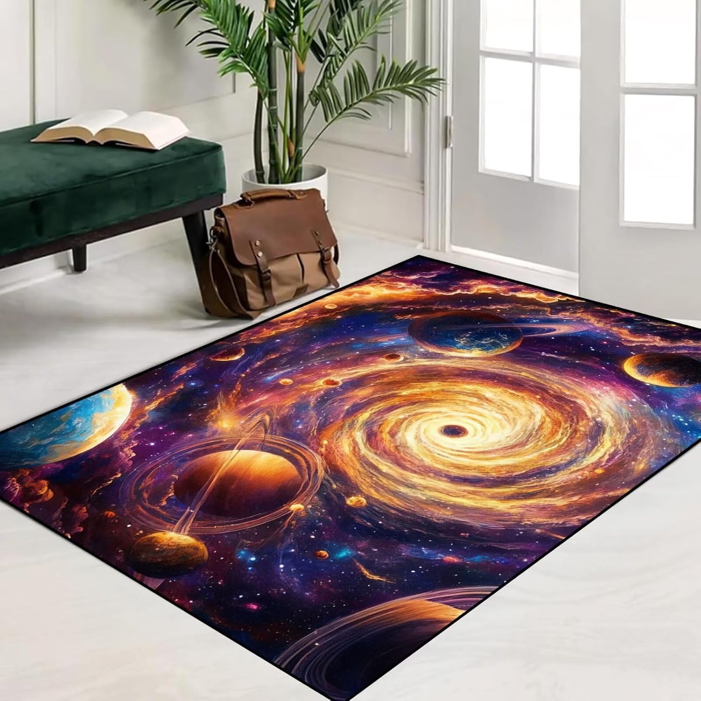 5' X 7' Queen and King Rug Black Grey Area Rugs Dining Living Room Bedroom Kitchen Office Yoga Room Washable Floor Mat Doormats Throw Rug Carpet Room Decor