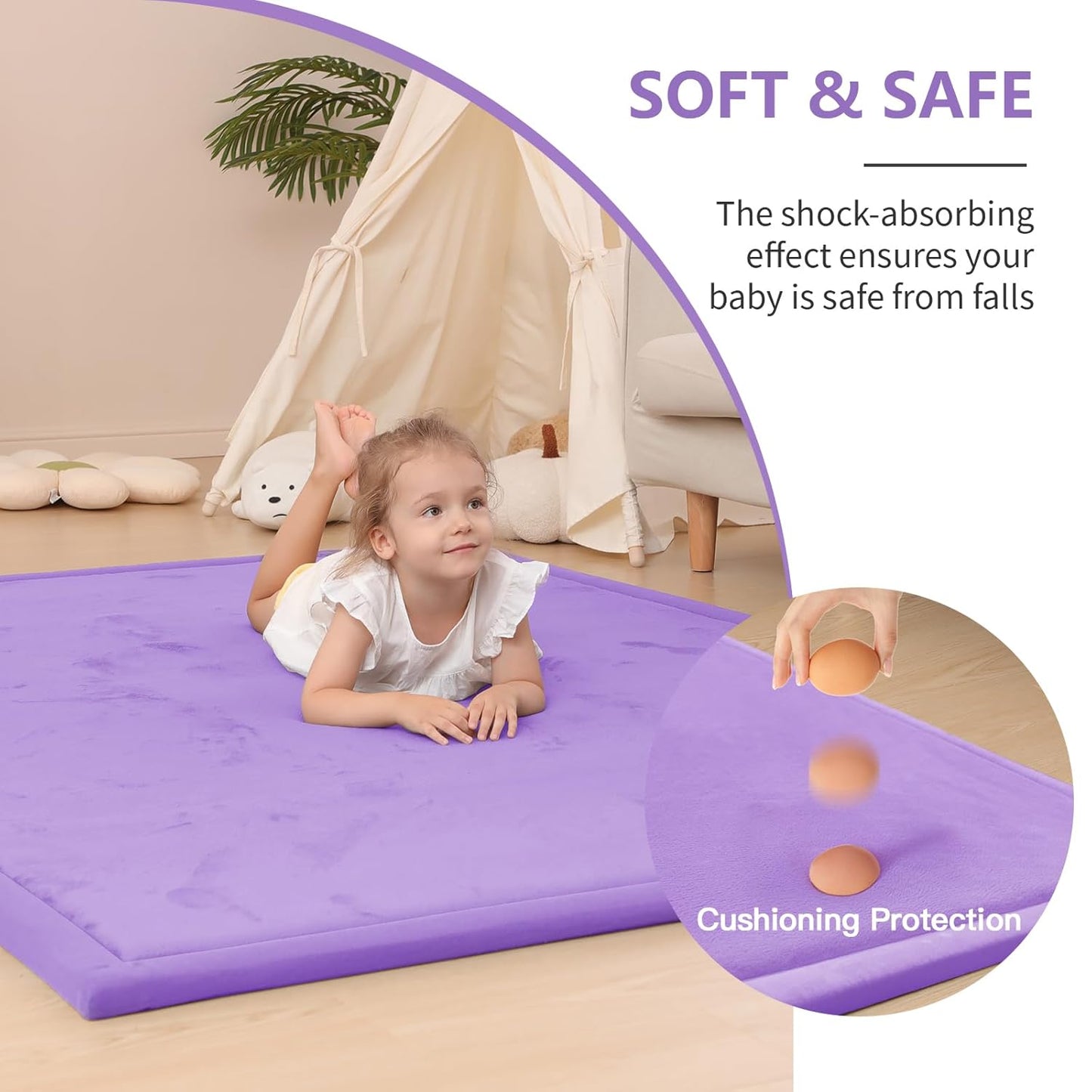 Baby Play Mat for Floor,1.3" Thick Memory Foam Tummy Time Mat,Soft Coral Velvet Nursery Rug,Large Non Slip for Crawling,Toddlers,Infants,Kids,Yoga & Tatami Style for Living Room(Dark Gray)