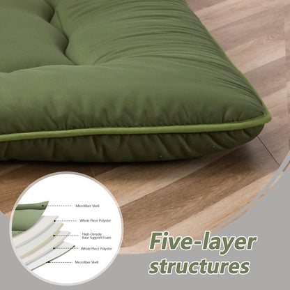 MAXYOYO Bohemian Retro Mattress Boho Floral Japanese Futon Mattress Tatami Floor Mat Foldable Portable Camping, Sleeping Pad, Lounger Couch Bed Full Size