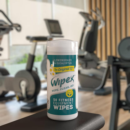 Wipex Fitness Equipment Wipes - EWG Verified - 50 Ct Original Natural Plant Based Gym Wipes for Equipment, Clean Surfaces at Home or Gym, Use as a Yoga Mat Cleaner, Lemongrass, Eucalyptus & Vinegar